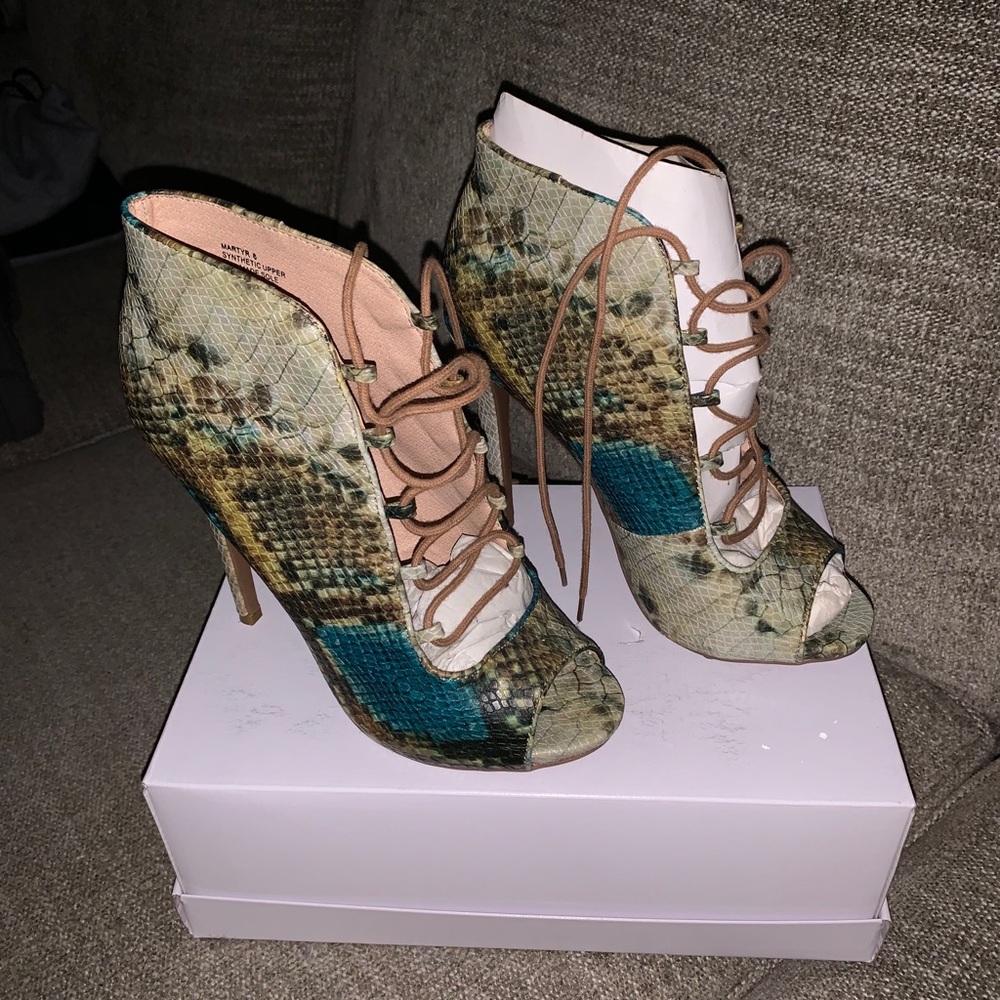 Multi Color Snake Print Bootie - image 1